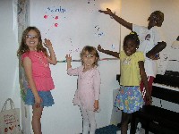 Students show off white board work