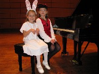 Students on piano bench